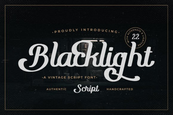 Blacklight Vintage Script Font for Handmade Brands